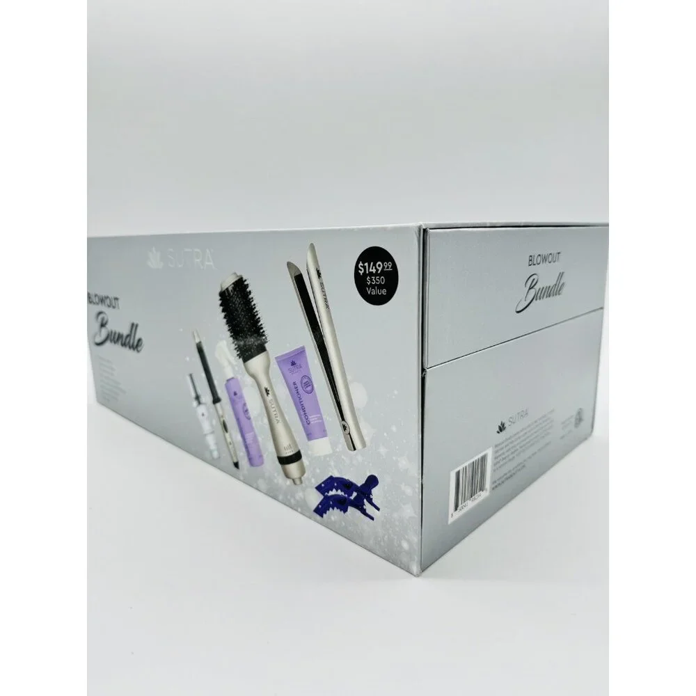 SUTRA BEAUTY 9PC blowout bundle: brush, flat iron, wand, serum, conditioner+more